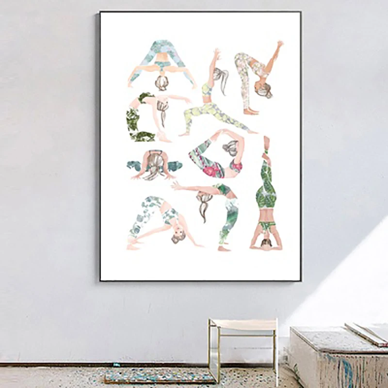 Home Decor Yoga Asana Chart Canvas Painting Wall Art Nordic HD Print Modern Poster Modular Picture Living Room