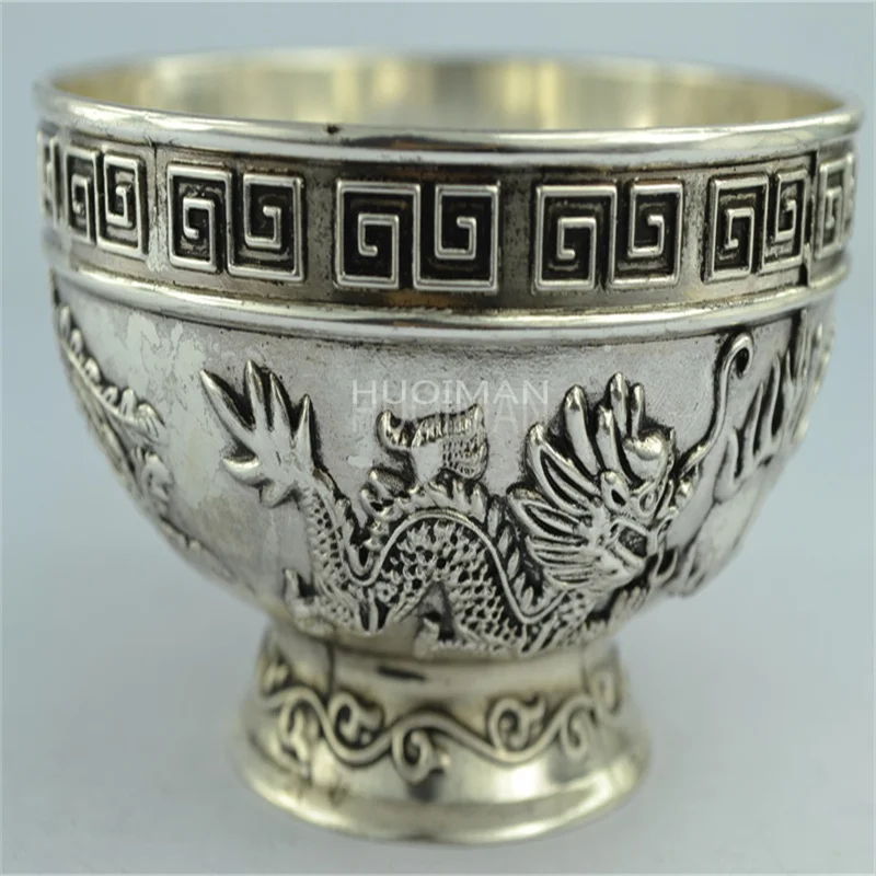 Chinese Rare Collectibles Old Handwork Tibet – Silver Bowl, Metal Handicraft