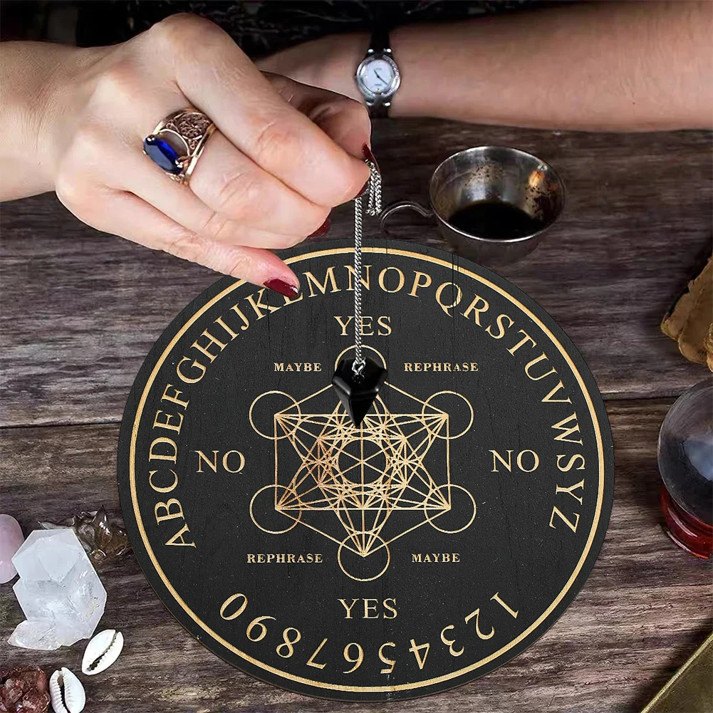Wooden Divination Pendulum Board Metatron Magic Meditation Decision Plate Metaphysical Message Boards Witch’s Altar Supplies