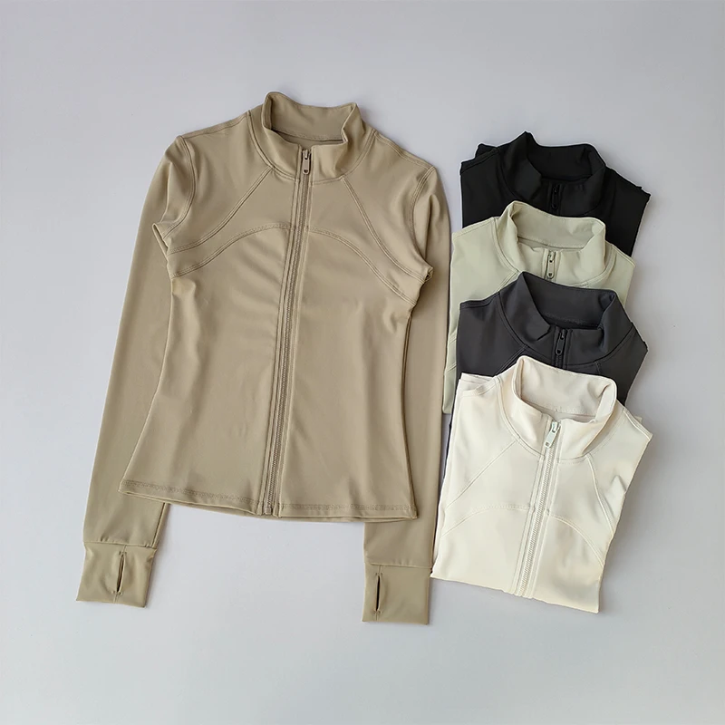 Yoga Suit Women’s High-end Standing Collar Long Sleeved Sports Jacket Running Training Fitness Top Windproof Running Suit