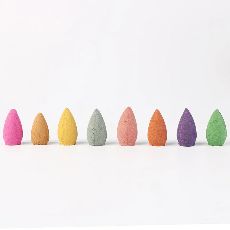 20Pcs/Bag 2.5cm Natural Smoke Cone Backflow Incense Yoga Meditation Reflux Tower Incense SANDALWOOD Rose Mint Scent