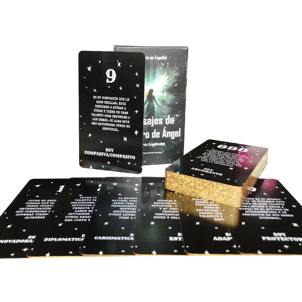 Spanish:Angel Number Message Oracle Tarot Card Fate Divination Prophecy Card Family Party Tarot Gold Plated Edge Cards