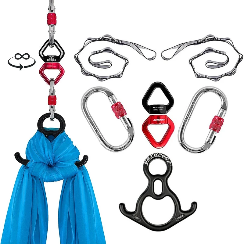 Hardware for Aerial Dance Set Aerial Silk Swivel Climbing Yoga Accessories Fly Aerial Silks and Hammock Swing Accessories