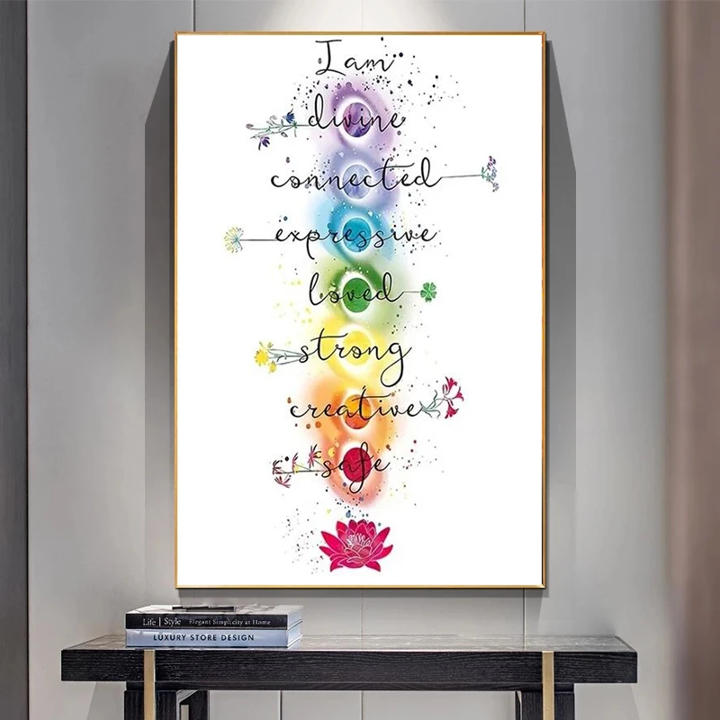 Seven Chakras Corresponding Healing Crystals Guide Canvas Paintings Posters Prints Wall Art Pictures for Yoga Room Decor Cuadros