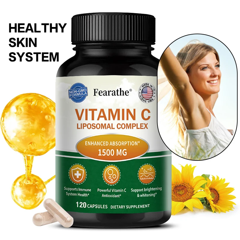 Vitamin C 1500 Mg – Vitamin C Liposomal Dietary Supplement – Non-GMO & Gluten-Free Vegetarian Immunity, Antioxidant, Whitening