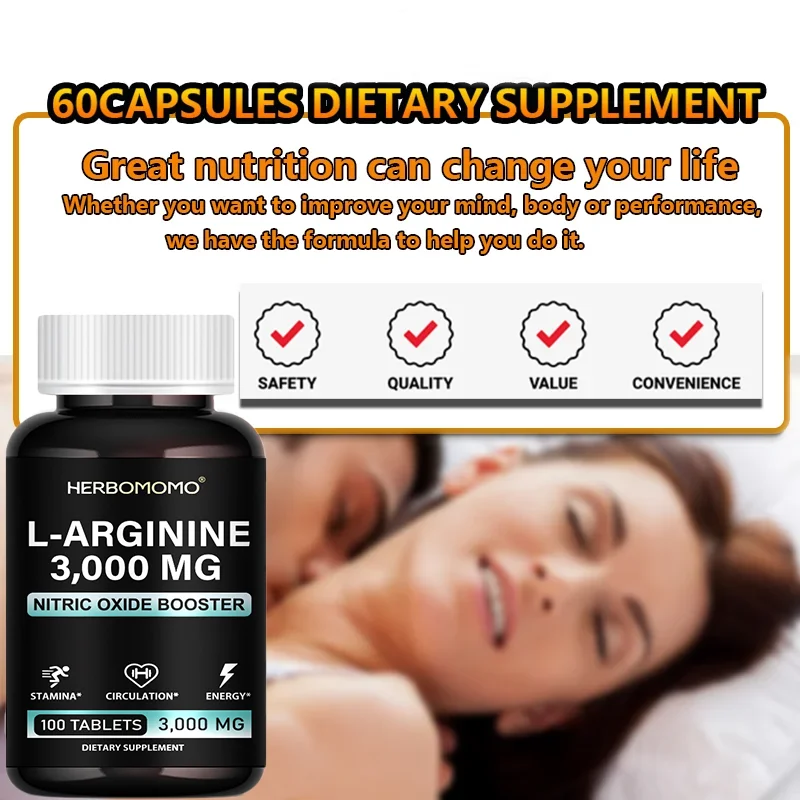 Nitric Oxide Booster | L-Arginine Supplement for Men, Non-GMo Supports Reproductive Health Natural Energizer