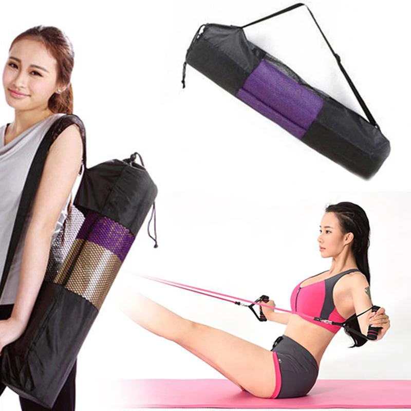 Convenience Black Yoga Backpack Mat Waterproof Backpack Carrier Mesh Adjustable Strap Sport Tool Gym Bags