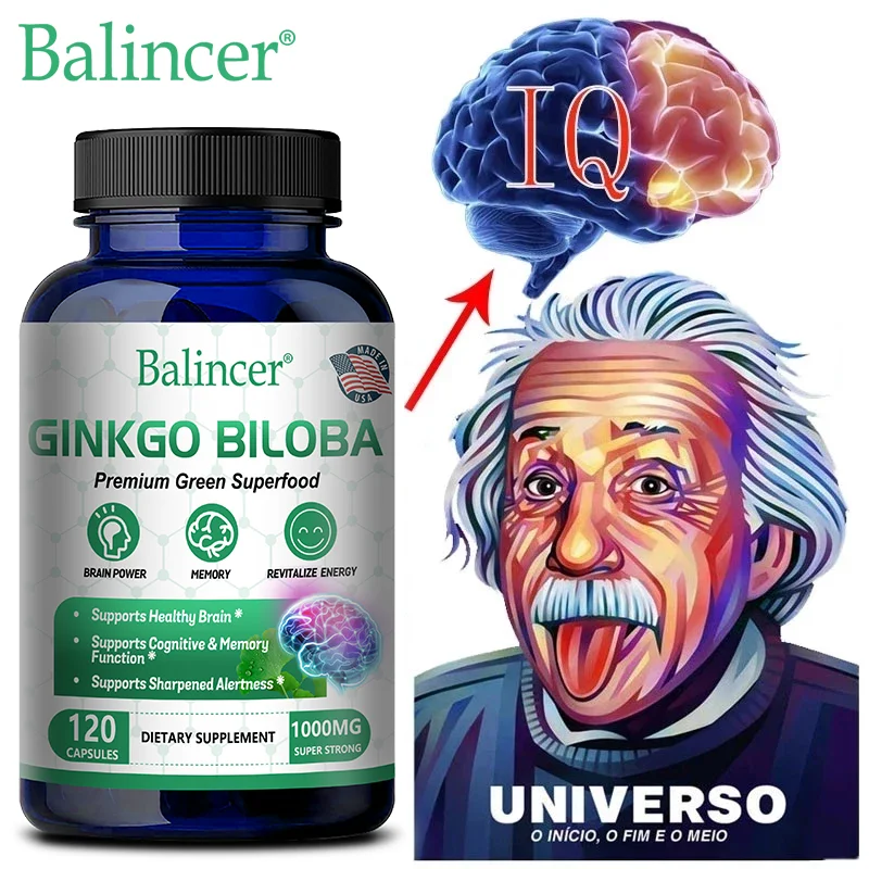 Balincer Memory and Concentration Supplement 1000mg – For Clear Thinking, Cognition – With Ginkgo Biloba Extract Capsules