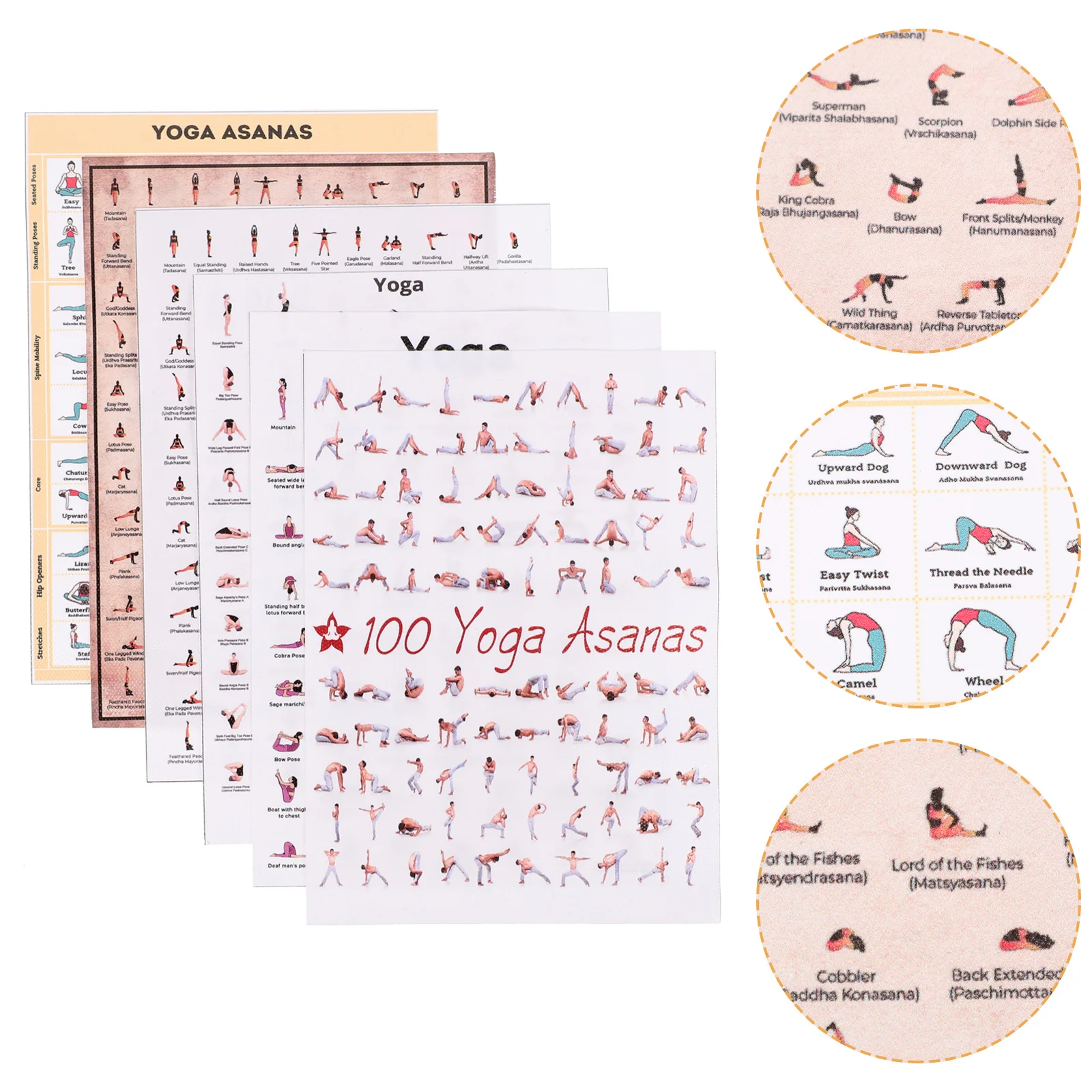 Yoga Poster Picture Wall Poses Workout Posters Canvas Decor Chart Fitness Gym Exercise Home Wear Asana Decorative Resistant