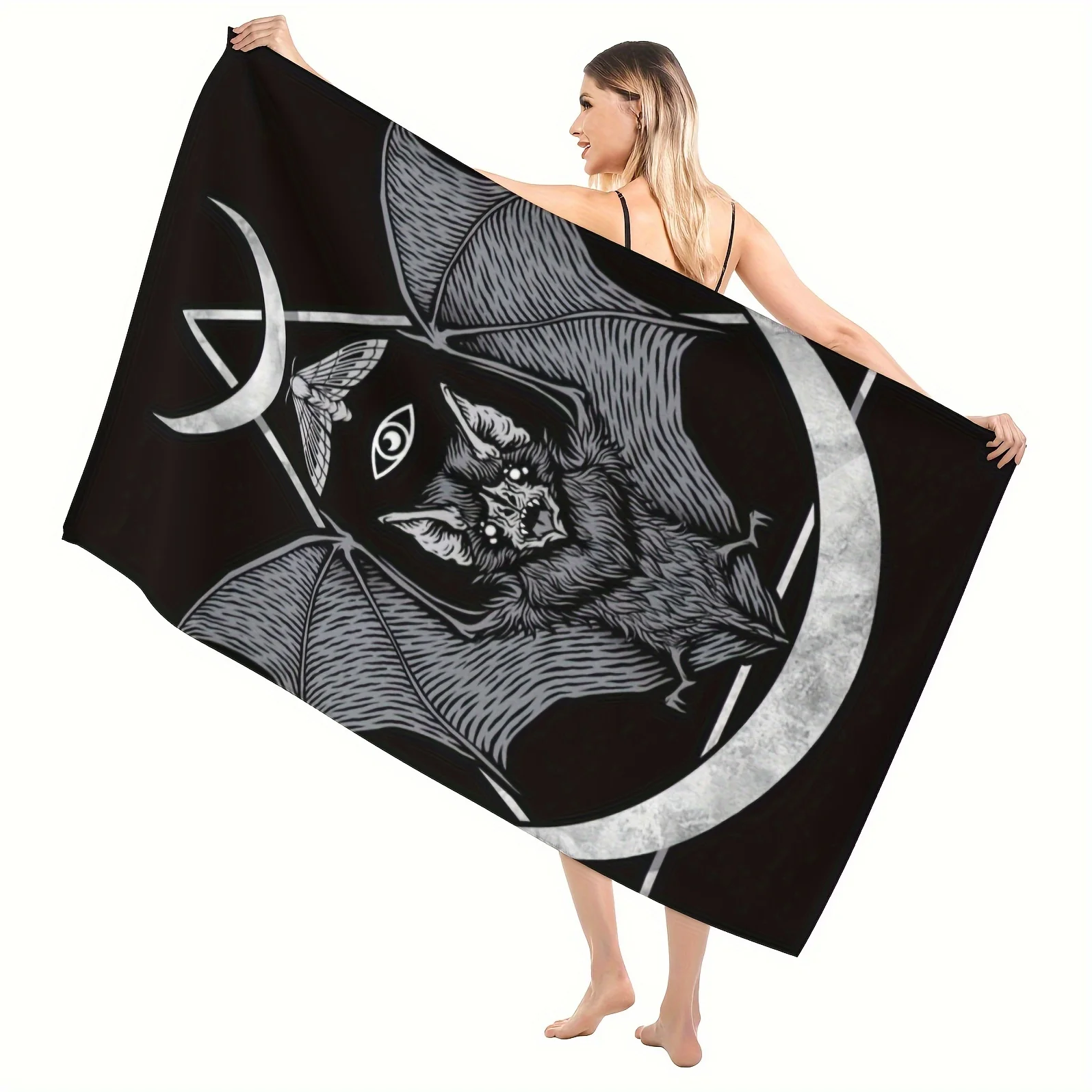 Extra Large Quick-Dry Bat Beach Towel – Sandproof & Stylish, Ideal for Travel, Yoga, Pool,