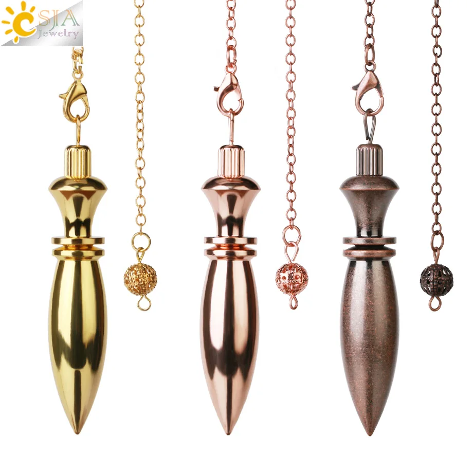CSJA Brass Metal Pendulum for Divination Fortune Telling Dowsing Pendulum Pendant Pendulos Pendule Radiesthésie Divinatory G869