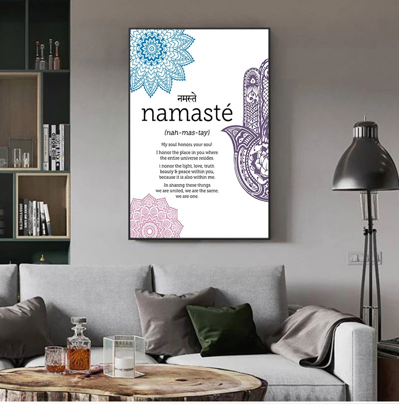 Namaste Definition Print Namaste Poster Zen Yoga Canvas Painting Yoga Wall Art Meditation Printa for Home Decoration