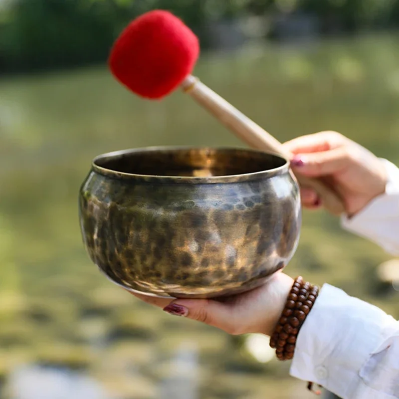 Vintage Handmade Singing Bowl Nepal Professional Tibetan Bowls Yoga Meditation Buddha Brass Sound Bowls Music Therapy Percussion