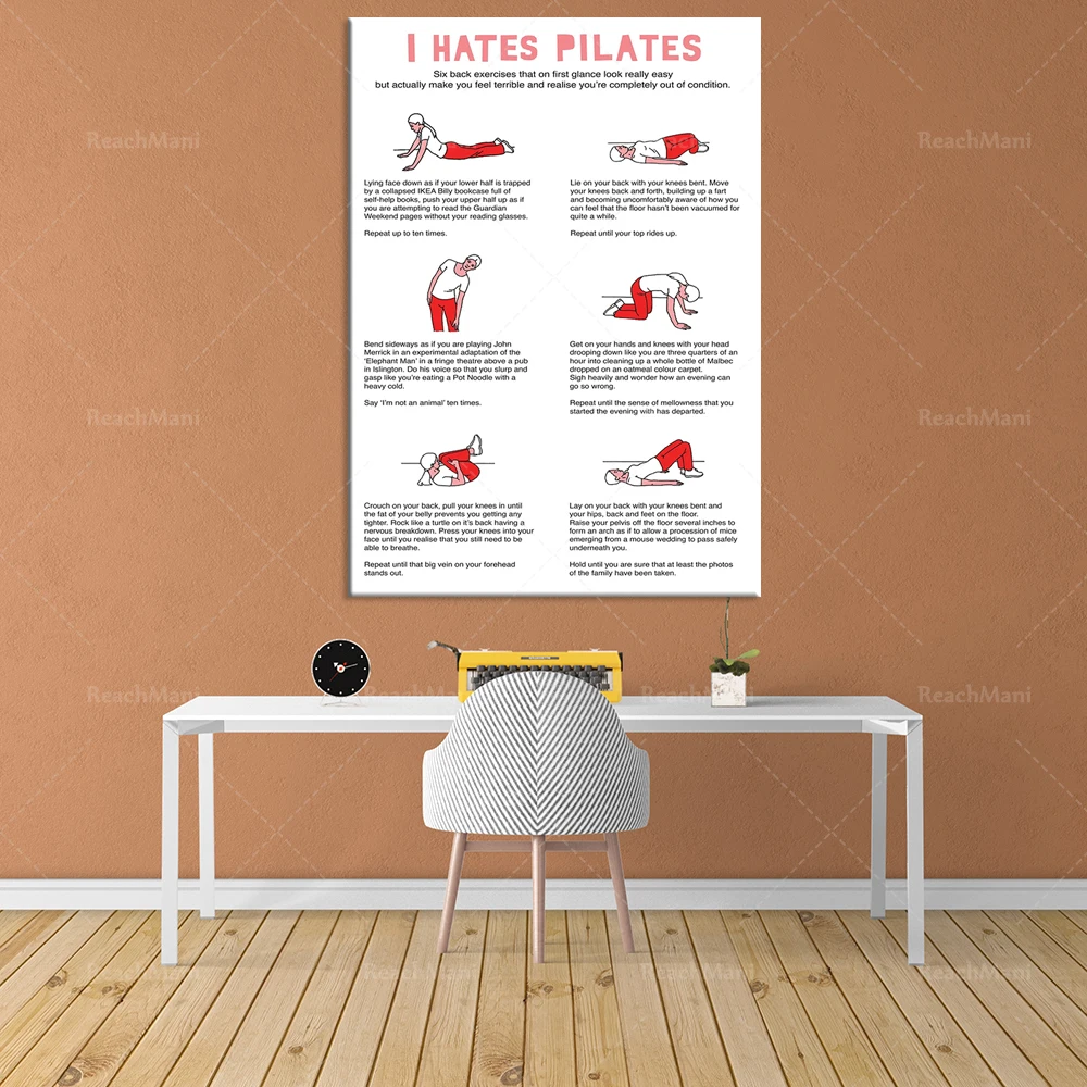 Je déteste PILATES Serviette à tétine Pilates Exercise Yoga Wall Art Canvas Painting Nordic Poster Living Room Decor Picture