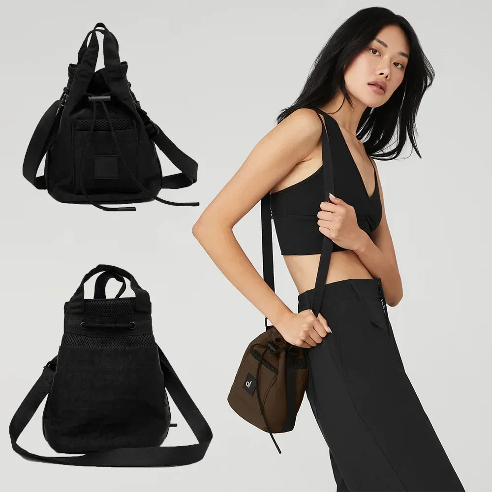 LO Sports Yoga Crossbody Bucket Bag Leisure Sports Black Phone Bag Women’s Portable Outdoor Shopping Makeup Bag