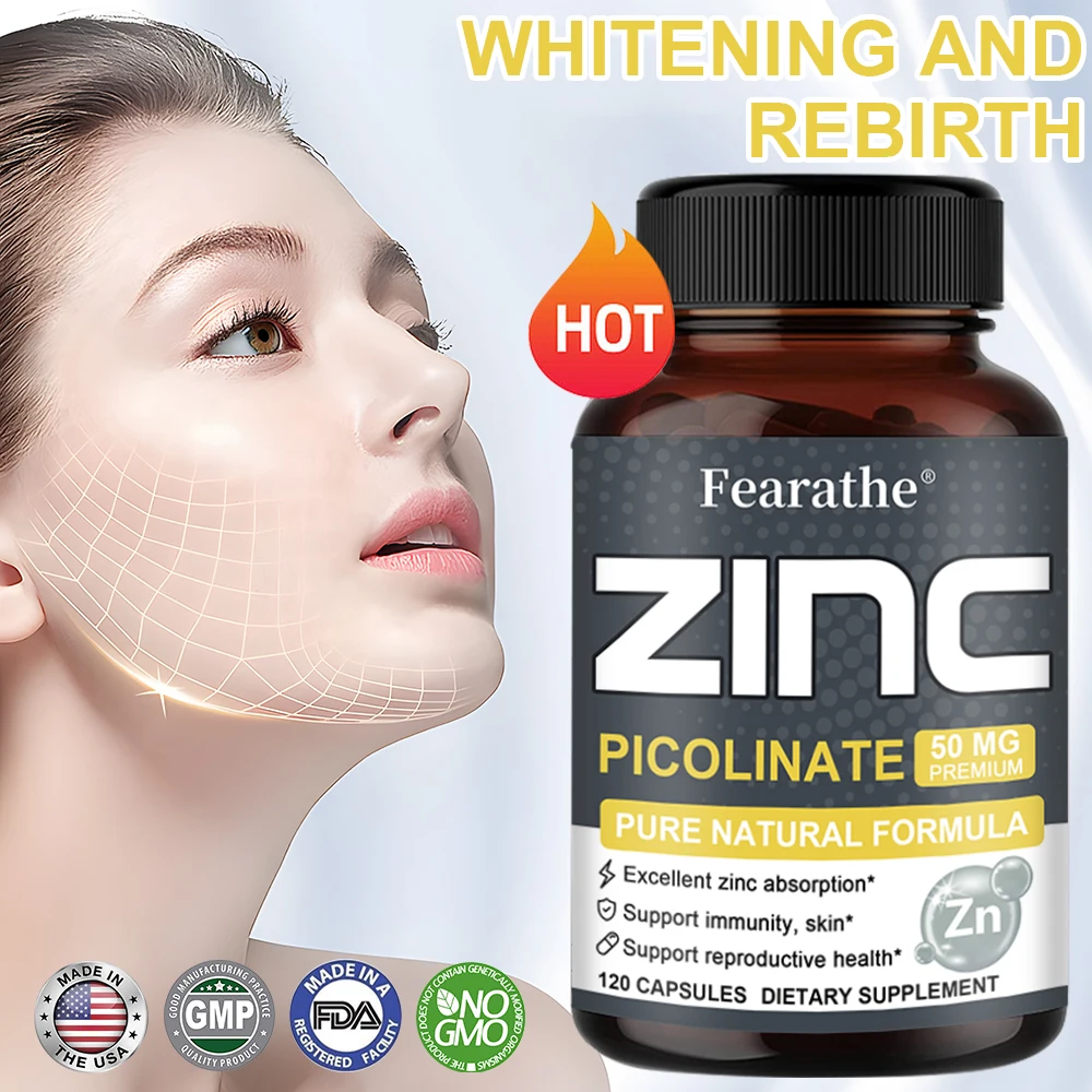 Zinc Capsules 50 Mg – Natural Antioxidant, Immune, Hair, Nails & Skin Support Supplement, Unisex
