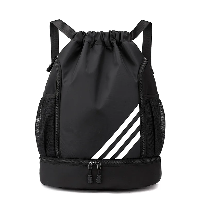 Sports Backpack Outdoor Sports Drawstring Bags for Men Women Large Capacity Gym Bag with Shoes Compartment and Wet Proof Pocket