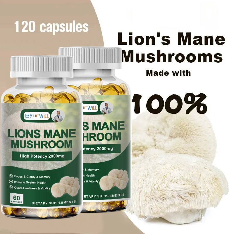 ByurWill Premium Lion’s Mane Capsules, Promotes Mental Clarity, Focus and Memory, Mushroom Supplement, Original Flavor Non-GMO