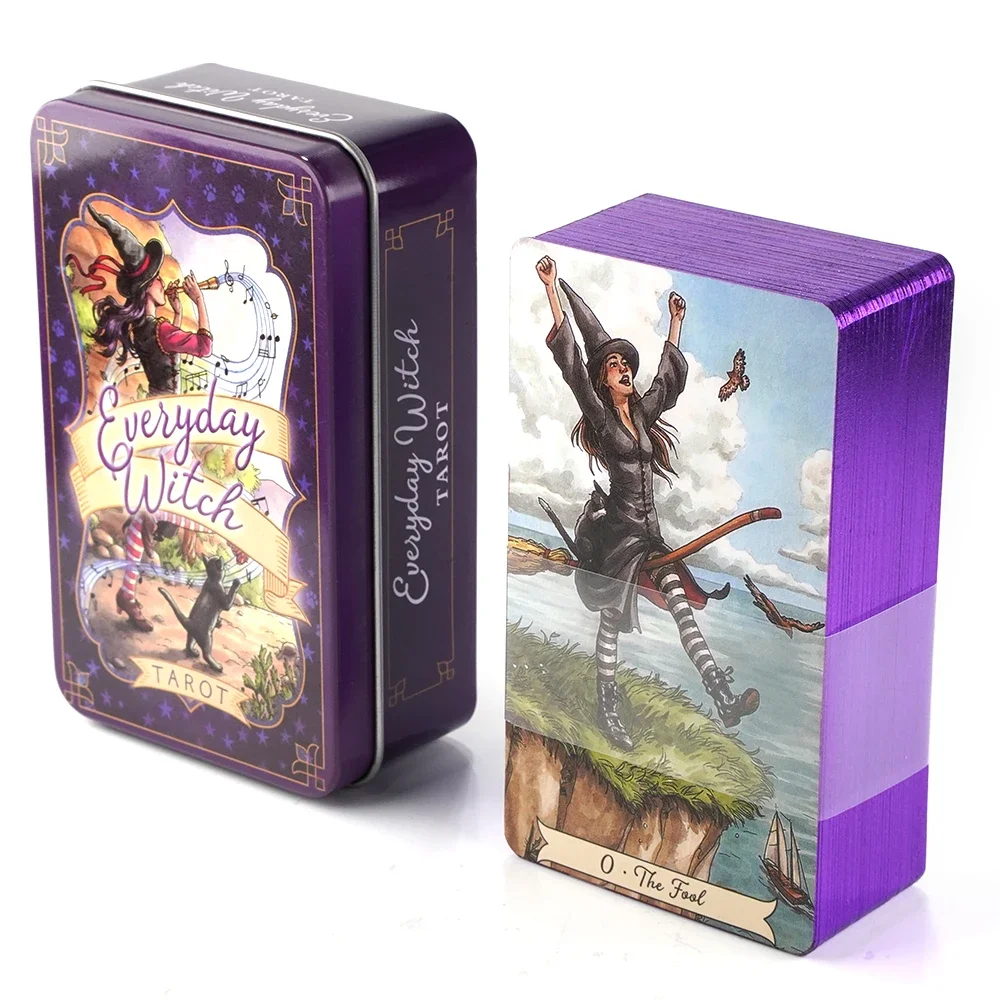 Everyday Witch Tarot in Tin Metal Box 78 Cards Gilded Edge Guidebook Deck Stocking Blooming Cat Cccult Del Toro Tarot