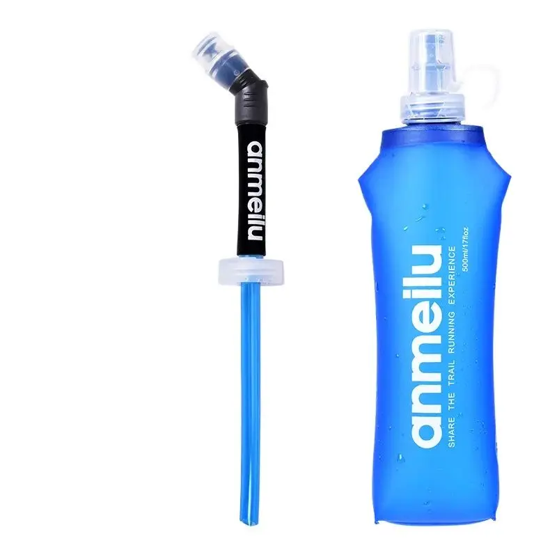 Folding Soft Flask, BPA Free Straw, Collapsible Water Bottle, Running, Jogging Hydration Bladder Pack Vest, 250ml, 500ml