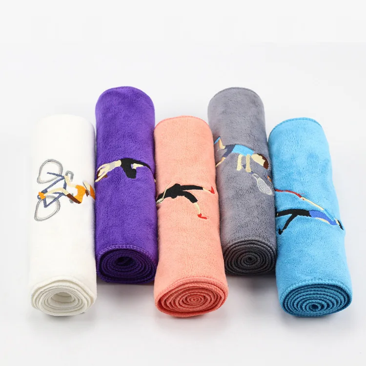 30x100cm Microfiber Embroidery towel Gym Yoga Exercise Swimming Fitness Fast Drying Towel Beach Running Sports Towel