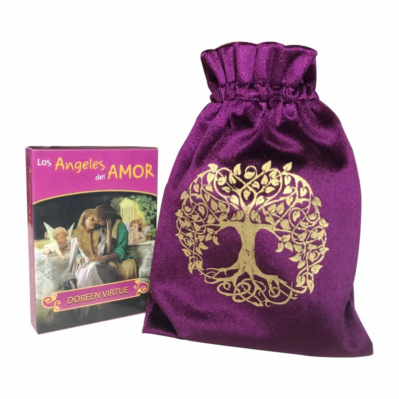 Spanish: Los Angeles Del Amor Oracle Card Fate Divination Family Party Game Toy Tarot And Free Velvet Bag PDF Guide