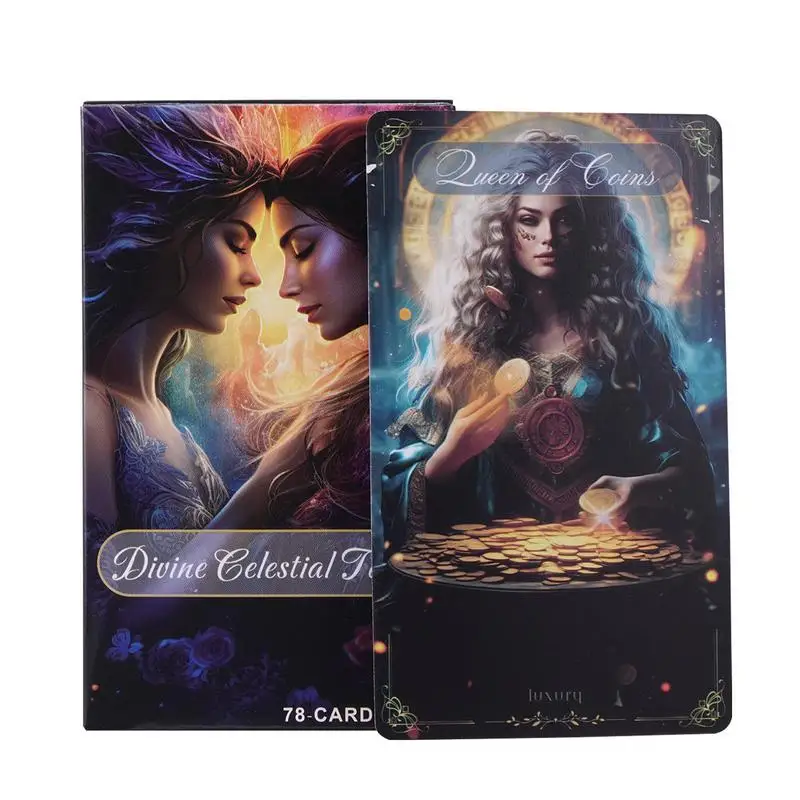 Divine Celestial Tarot Game Casual 78-Card Tarot Deck Vibrant Imagery Board Game Toys for Classmate Gathering Family