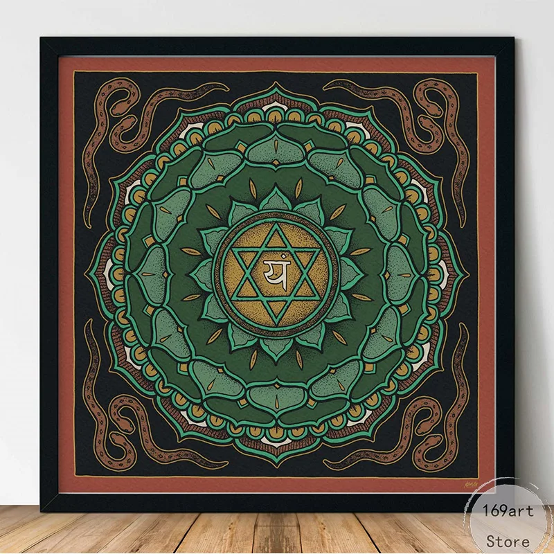 Heart Chakra Sacred Zen Buddhism Yoga Spiritual Healing Meditation Art Poster Canvas Painting Wall Print Picture Room Home Decor