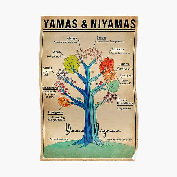 Yamas And Niyamas Raja Yoga Poster Mural Picture Decoration Home Vintage Modern Painting Decor Wall Print Funny Art No Frame