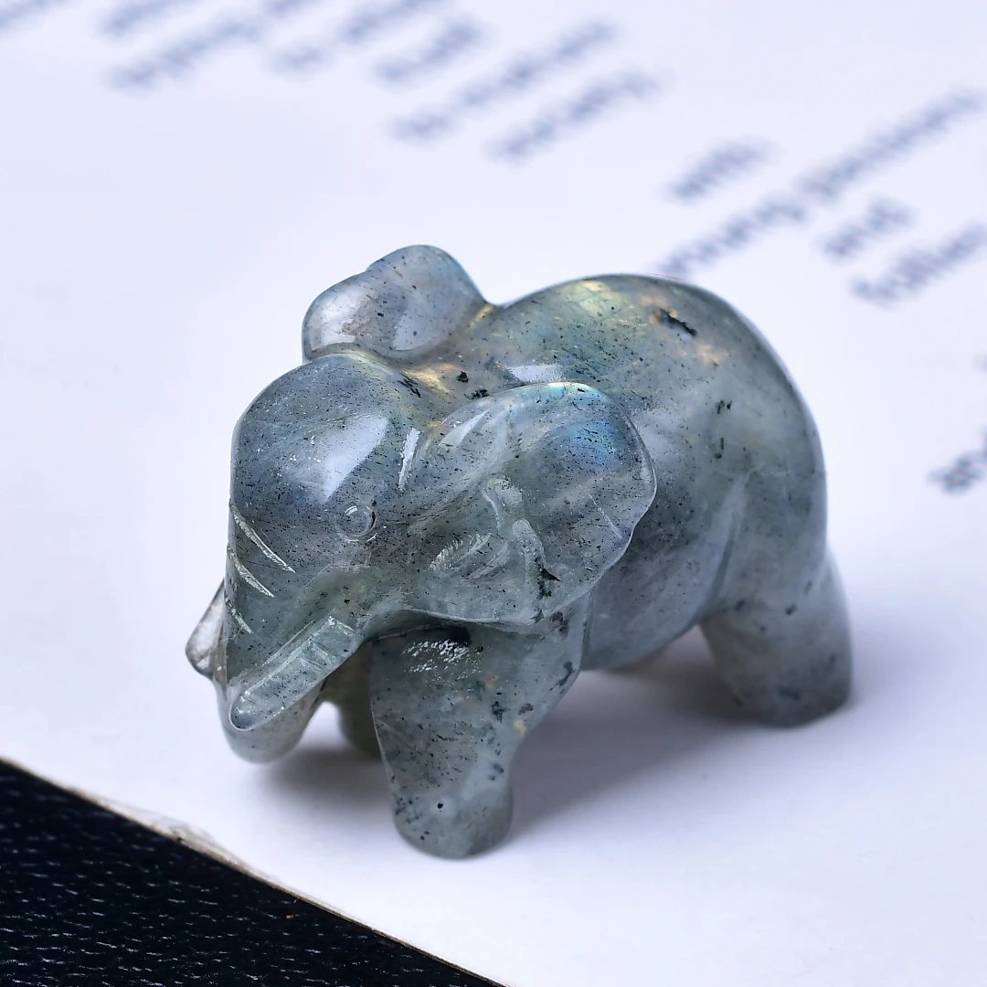 1pc 3.5cm/1.38in Crystal Carved Elephant, Pocket Decoration, Healing Stone, Home Decoration, Animal Statue Crystal Gift