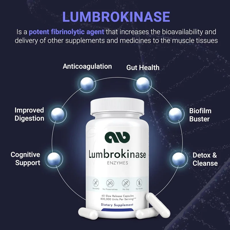 Powerful Lumbrokinase supplement 40mg – for energy support, digestion, detoxification, cognition, and intestinal health
