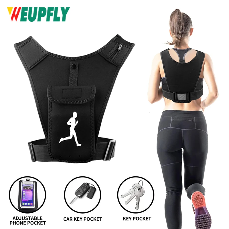 Running Vest Phone Holder for Men Women, Cell Phone & Key Pouch, Hydration Vest Train Free Workout Gear – Adjustable Waistband
