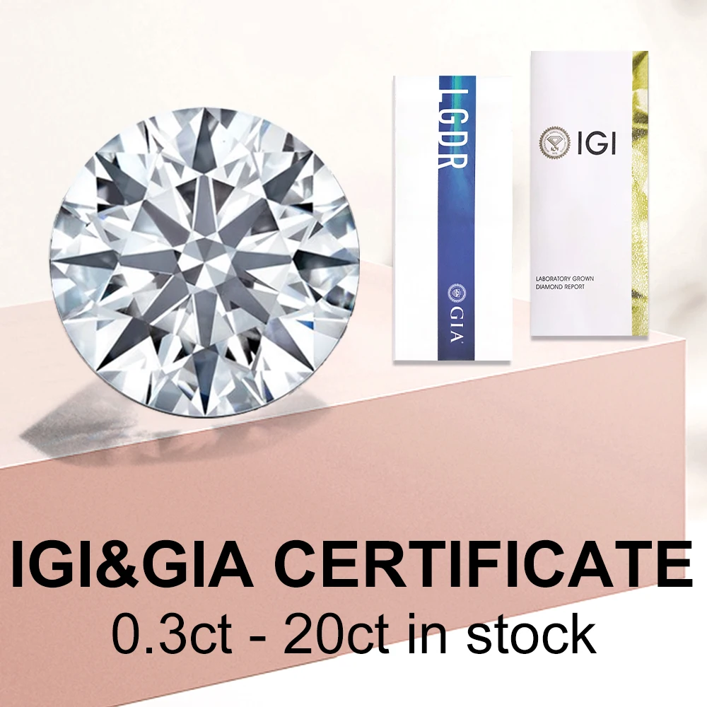 Messi Jewelry IGI GIA Certificate Lab grown Diamonds CVD HPHT 0.3~1.5CT Loose Diamond Stone Wholesale