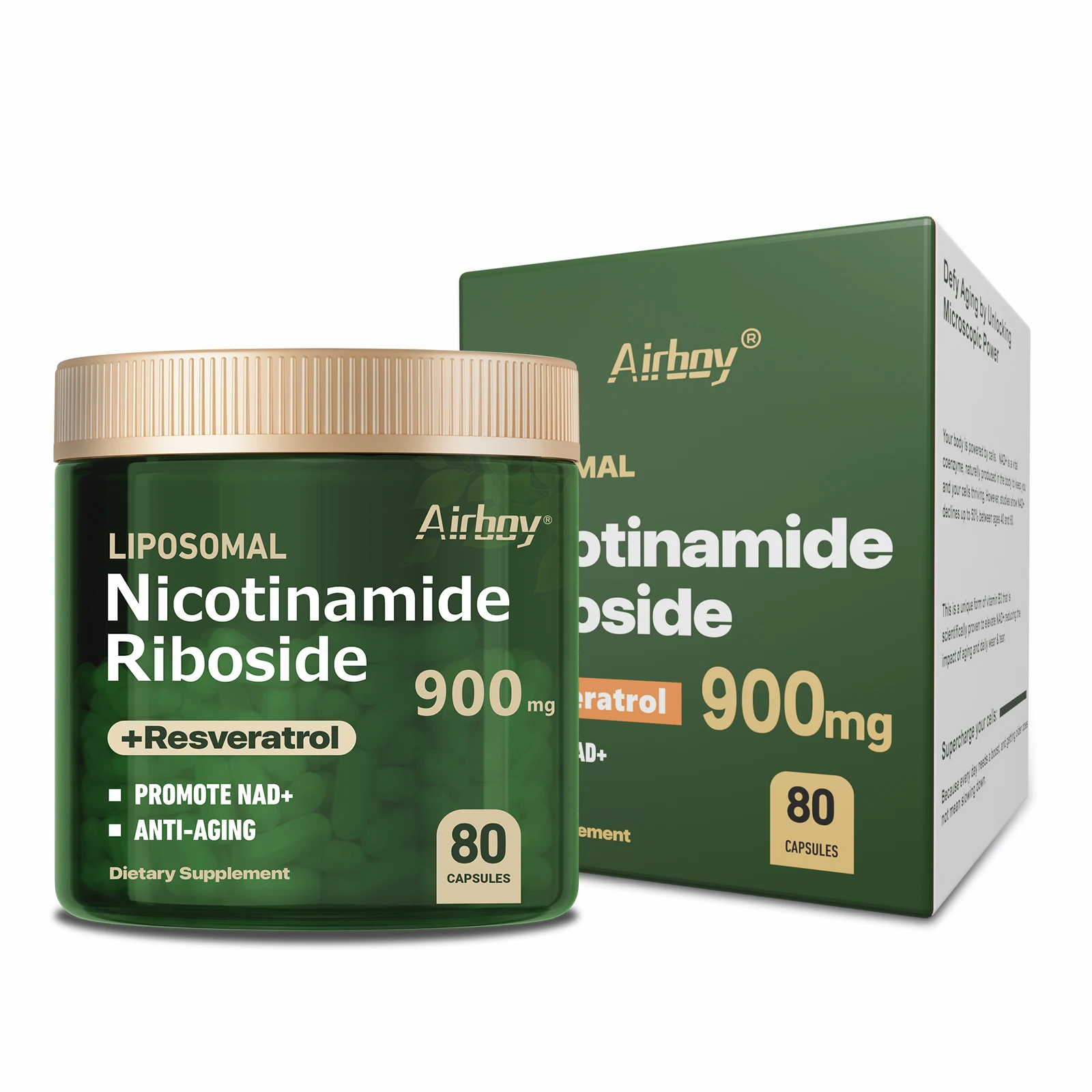 NAD+Supplement – Liposomal Nicotinamide Nucleoside 900mg + Resveratrol – Anti-aging, Skin Health, Energy Levels