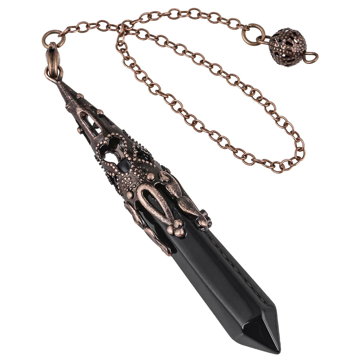 Reiki Natural Stone Crystals Pendulum for Divination Amethysts Black Obsidian Pendant Healing Point Quartz Spiritual Pendulos