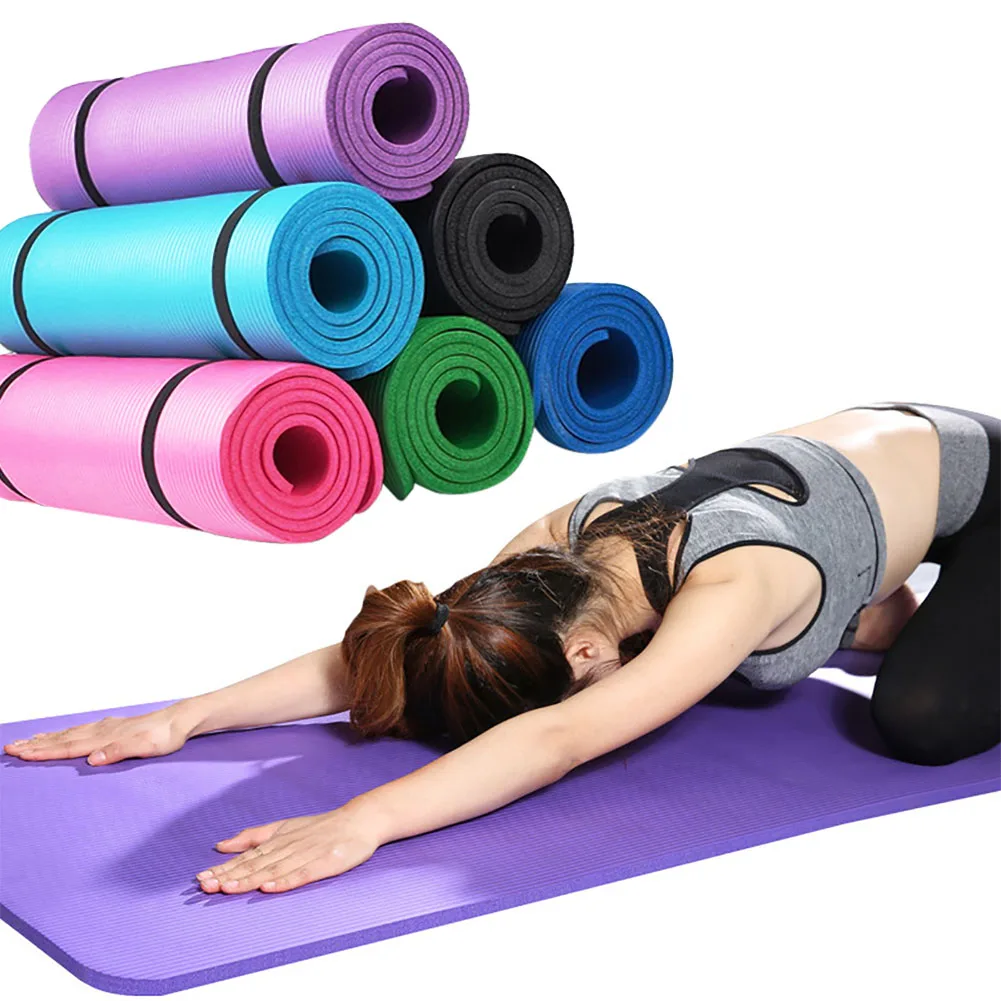 1PCS NBR 10mm Extra Thick Yoga Mat Non-slip High Density Anti-tear Fitness Exercise Mats With Carrying Strap Wholesale