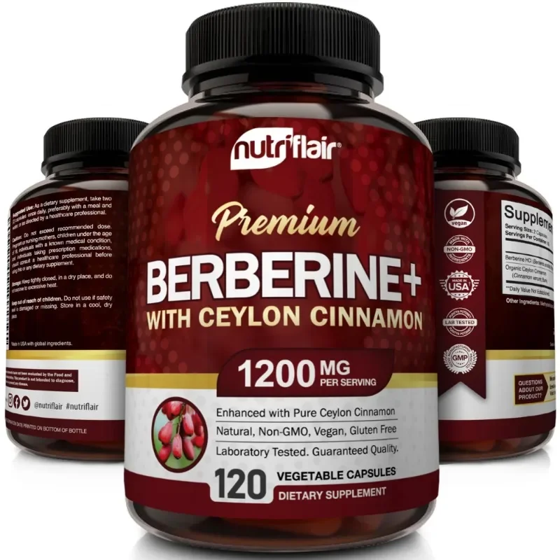 Premium Berberine HCl 1200mg- Ceylon Cinnamon Supplement – Supports Glucose Metabolism, Immune System, Healthy Weight Management