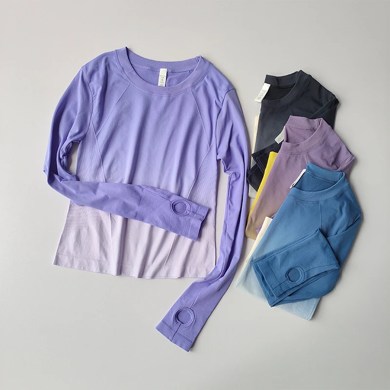Gradual Slimming Sports T-shirt Fitness Suit Women’s Tight Fitting Quick Drying Top Yoga Suit Training Slim Fitting Long Sleeves