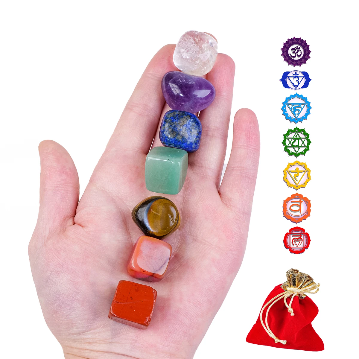 1PC Natural Crystal Healing Gem 7 Chakra Set Tumbled Stones Yoga Meditation Mental Relaxation Gemstone Energy Gifts