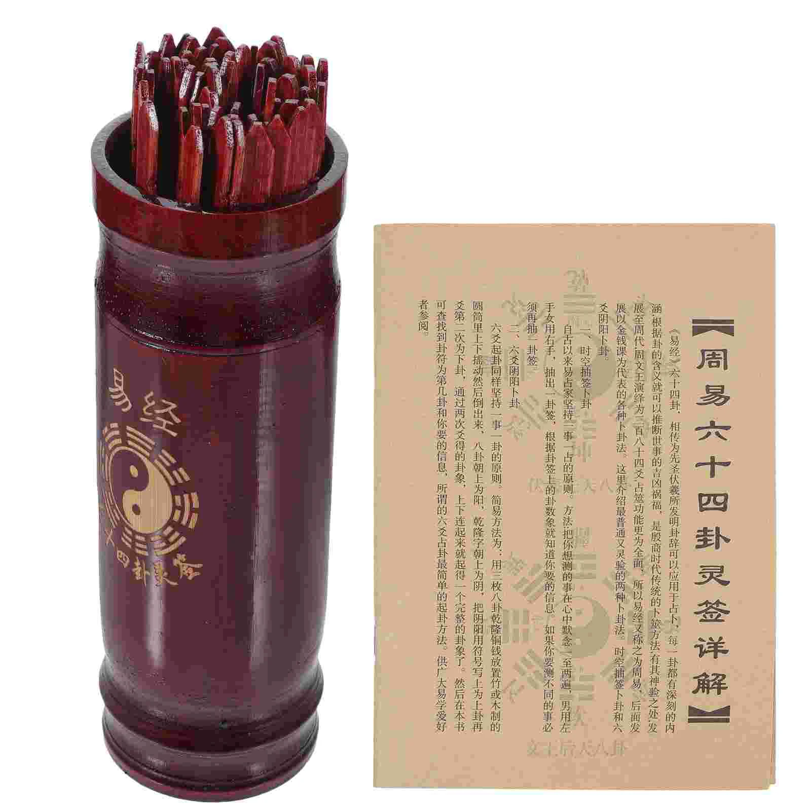 Begging Lottery Wooden Sticks Retro Game Fortune Unique Divination Bucket Home Tools Chinese-style Prop Telling Book