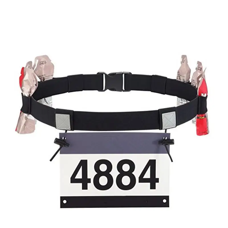 Marathon Race Number Belt Elastic Race Belt Running Hydration Belt With Gel Holder Lightweight Breathable Triathlon Waist Belts