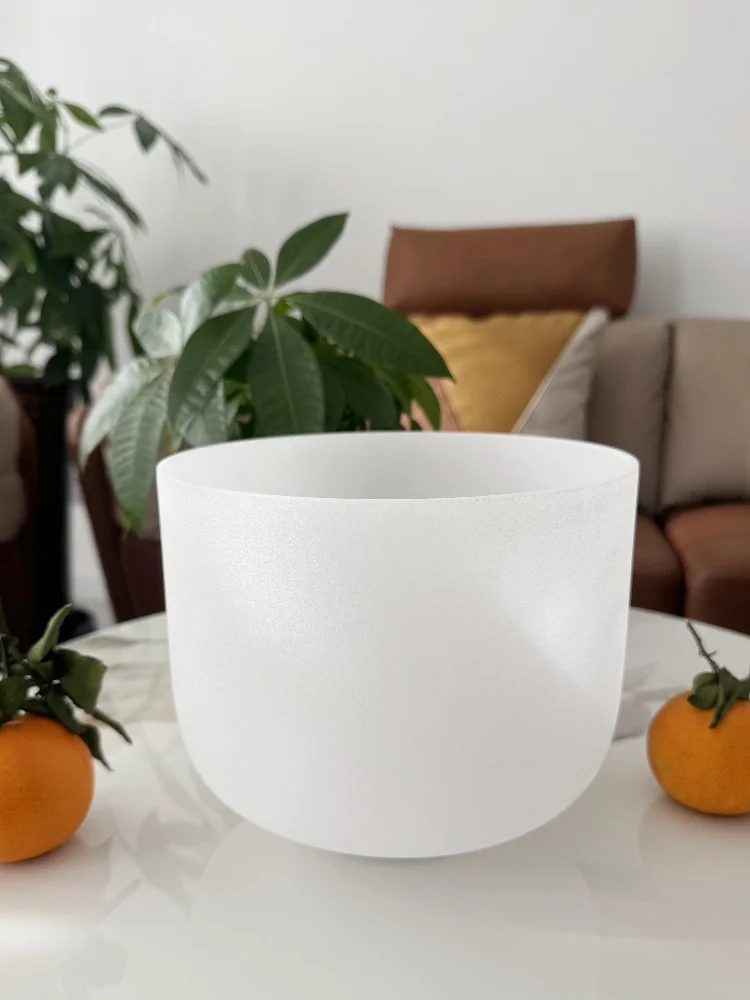432hz/440hz 8″ tuned CDEFGAB note white crystal singing bowl for healing Chakras