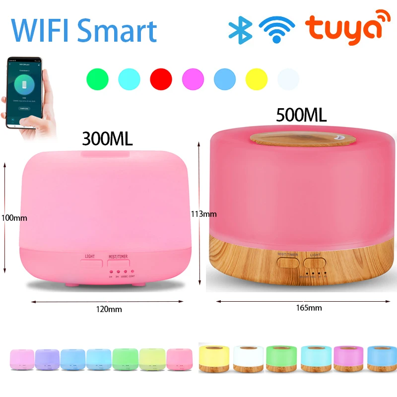 Tuya Smart 500ML Wifi Air Humidifier Wireless Oil Diffuser App Control Mist Maker with Alexa Google Home Scent Diffuser Perfume
