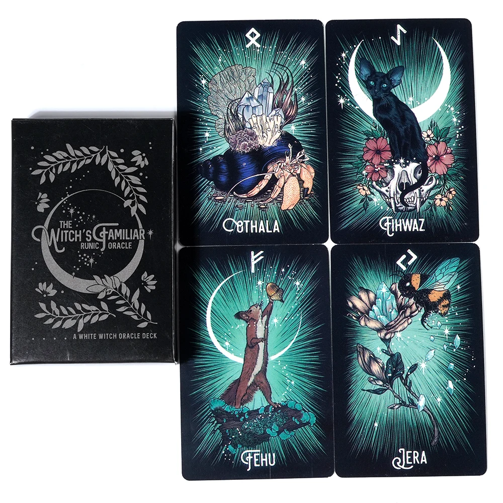 Witch’S Familiar Runic Oracle 24 Card Indie Tarot Deck Runes Rune Cards Animal Oracle Animal Tarot Cards Viking Runes