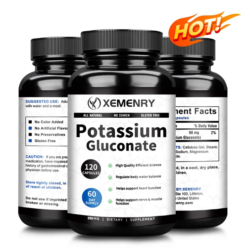 Potassium Gluconate Supplement – Supports Adult Muscle and Nerve Health 120 Tablets