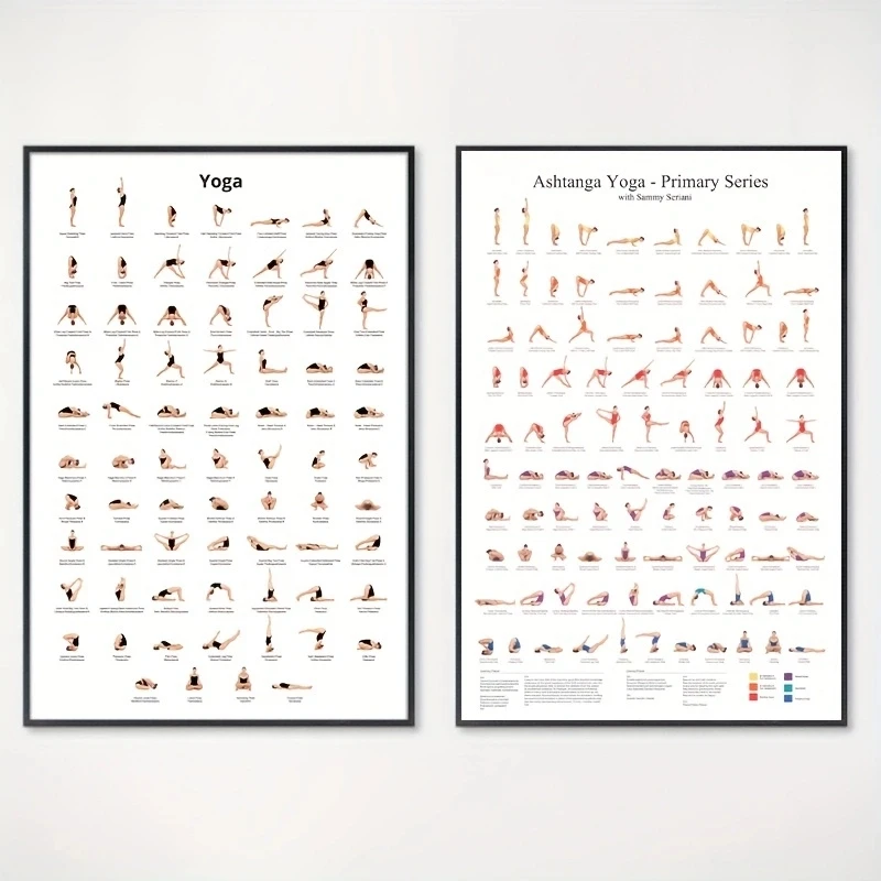 1pc Yoga Poses Poster Canvas Painting, Ashtanga Primary Series Yoga Chart Print, Yoga Wall Art,Yoga Gift, Living Room Home Decor