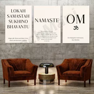 Yoga Poster, Inhale Exhale, Mantra Poster, OM, Lokah Samastah, Namaste, Yoga is a Journey, Meditation and Mindfulness