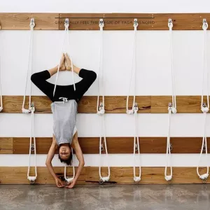 Iyengar Wall Ropes Aerial Yoga Equipment Set Handstand Aid Lanyard Sling 4 Sponge Handles 2 Long 2 Short Rope 4 Screws 2.8KG