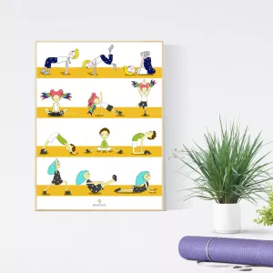 YOGA POSES Practical Life Kids Room Wall Art Kindergarten Primary Educational Poster Learning Chart Printable
