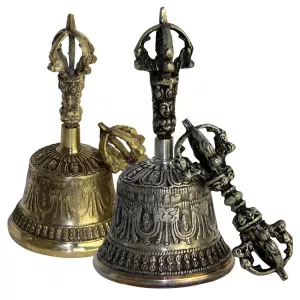 Tibetan Buddhist Meditation Bell and Dorje Set Shiplies Extra Loud Multi-Purpose Hand Call Bell